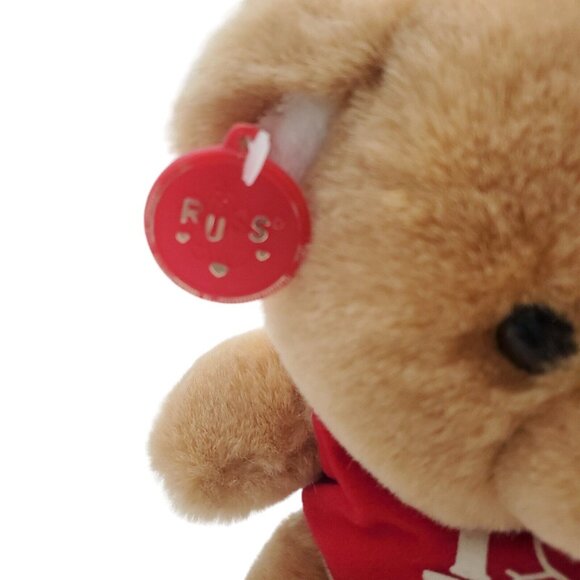 Vintage Russ Brown Teddy Bear Stuffed Animal Plush Red I Love You Shirt 9" Plush - Picture 2 of 7